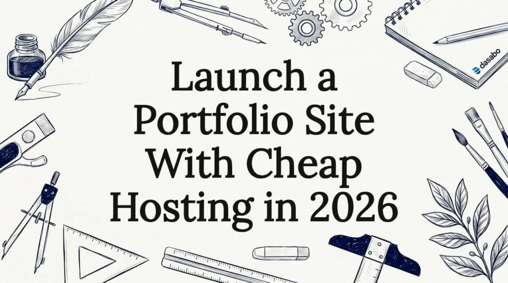 Decorative title card illustration for portfolio hosting article