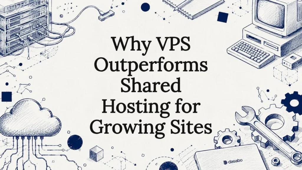 Decorative illustrated hosting theme title card