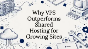 Decorative illustrated hosting theme title card