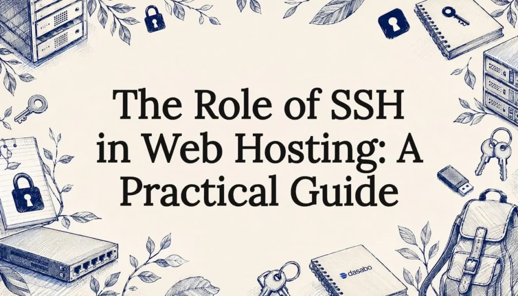 Decorative SSH hosting title card illustration