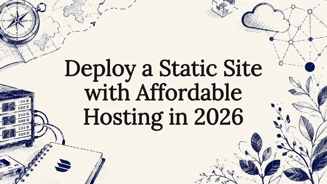 Decorative title card illustration for static site hosting article