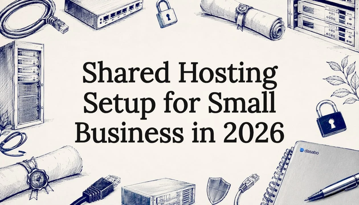 Decorative title card illustration for shared hosting article